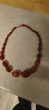 Art Deco Brown Marble Affect Bakelite Necklace . Circa 1930 - 1940