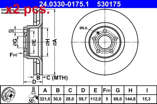 Pcs front brake disc - x2,