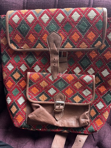 Moroccan camel leather bookbag - moroccan,