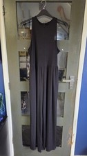 Yozy Black Stretch Rib Sleeveless Wide Leg Jumpsuit With Pockets Size 16 US12 BN