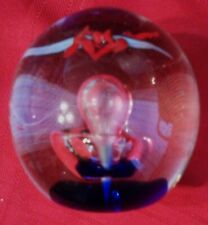 Clear  - Round Shaped Paper Weight - Dragon flies over Plant