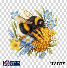 Floral bee honey comb - floral, uv