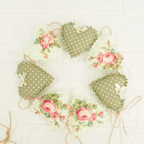 Green roses fabric heart - green,