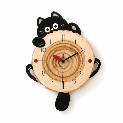 Cat wall clock adorable - wall, adorable-cat