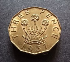 1937 Brass Threepence - King
