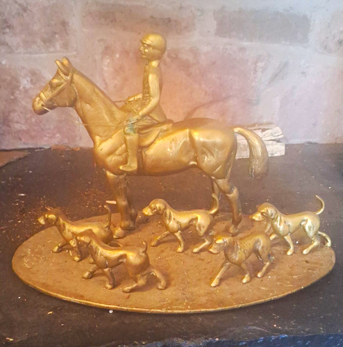 Brass hunting scene rider - hunting,