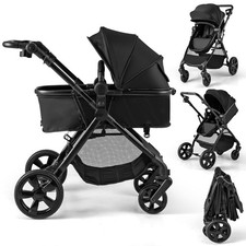 COSTWAY 2-in-1 Convertible Baby Stroller Foldable Infant Carriage-Black