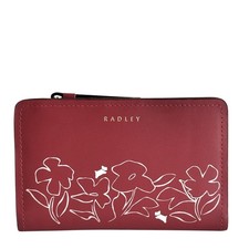 RADLEY Purse Rust Leather Medium Coin Card Bifold Wallet - Linear Bloom -RRP £79