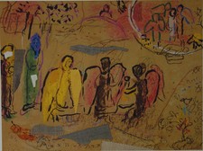 Marc CHAGALL: Abraham And The Three Angels - Signed Lithograph