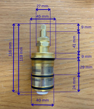 Thermostatic Cartridge for Concealed Shower Valves: 116mm, 3 O-rings, Universal
