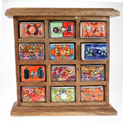 Wooden mini chest ceramic - wooden, 12