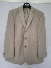 The Label - Mens Suit  - Beige - Jacket 44" Chest - Trousers 38" Waist short. 