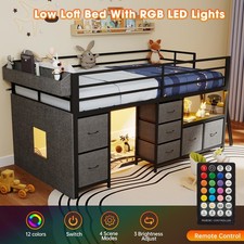 Low Loft Bed LED Twin Size
