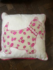 Next Scottie Dog Cushion 43x43 Cms Hot Pink Button Detailing Floral Home Ex Cond