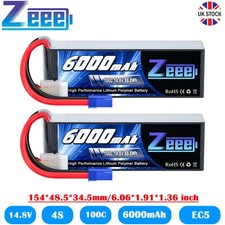 2x Zeee 4S 14.8V 6000mAh EC5 Lipo Battery 100C for RC Helicopter Car Truck Boat