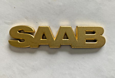 Saab Original Badge Emblem in Gold Coloured Metal 8cm long very good condition