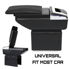 Universal Car Armrest Arm Rest Centre Console Storage Box Black Leather Upgraded