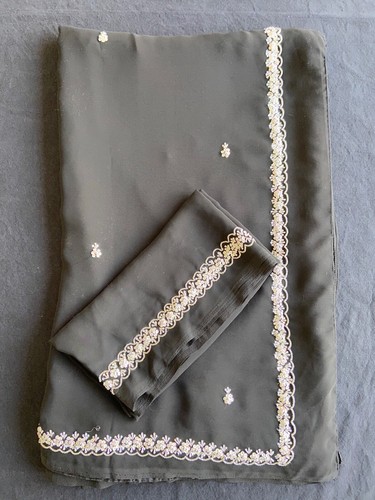 Black georgette saree - black, saree.