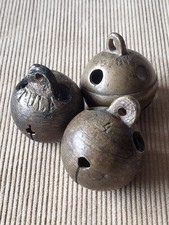 3 Antique Brass Sleigh Bells