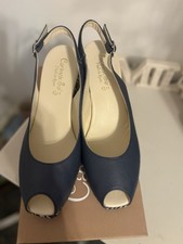 Carmen Saiz Navy Leather Wedge Shoes Size 39/6 Brand New With Box