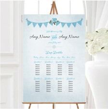 Vintage Rustic Style Bunting Powder Baby Blue Wedding Seating Table Plan