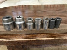 7 Vintage Kampmann Sockets 3/4” To 3/16” BSW With 1/2” Drive.