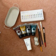 Mixed Media Art Bundle 10 Used & Unused As Per Photos - Acrylic Paints, Brush &