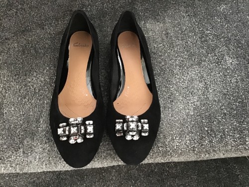 Ladies black suede clarks - ladies,