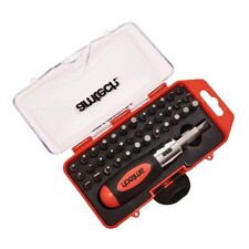 38pc STUBBY RATCHET SCREWDRIVER & BIT SET TORX SLOTTED PHILLIPS HEX POZI 25mm