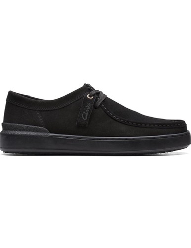 Clarks men black suede court - black,