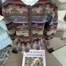 Kaffe Fassett  Hand Knitted Vintage Ladies Peplam Cardigan & Book