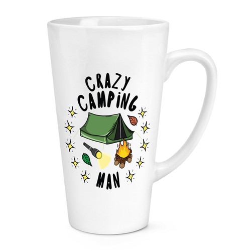 Crazy camping man stars 17oz - camping,