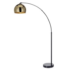 B GRADE- Arquer Arc Floor Lamp With Gold Shade And Black Marble Base