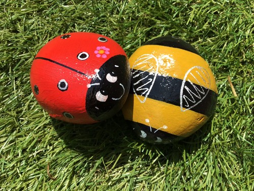 Hand painted bee ladybird - hand,