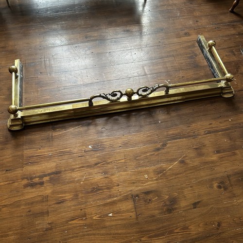 Antique brass fireplace fender - fireplace,