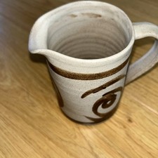 JUG   Abaty Stoneware Pottery Handcrafted & Finished Studio Art Brown Swirl