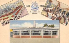 Ft. Lauderdale Florida Trade Winds Restaurant, Multi-View Linen Postcard U7099