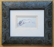 Edgar Degas Framed Art Print Drawing “Nude Woman Lying on Front” Signed in plate