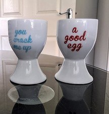 White Ceramic Egg Cups Set of