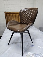 New 6 x Real Leather Vintage Brown Saddler Dining Chairs *Barker & Stonehouse*