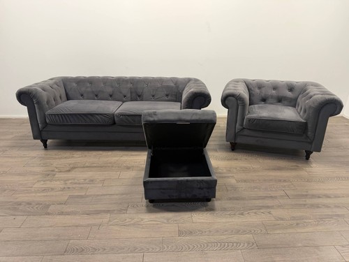 Chesterfield charcoal velvet - chesterfield,