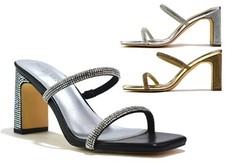 LADIES DIAMANTE BLOCK HEEL