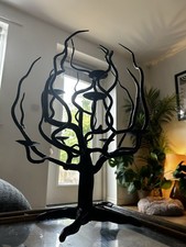 Vintage Hand-forged metal design tree of life sculpture candle holder, 1970's