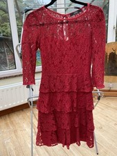 Short Red Tiered Lace Dress From Holly Willoughby Size 10. Length 35”