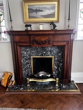 Mahogany Fireplace, Brass Trim And Grate Already Dismantled Collect - Hawkshaw