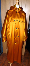 shiny gold satin lightweight double texture rubber mackintosh with hood 829