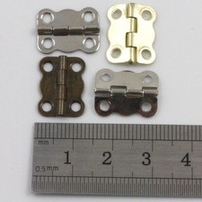 10 PLATED MINIATURE HINGES HARDWARE 13mm x 16mm SMALL JEWELLERY & CIGAR BOXES