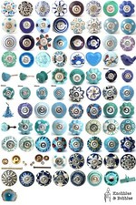 Blue purple turquoise ceramic knobs drawer pulls cupboard door knobs