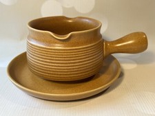Denby Langley Canterbury Double Pouring Sauce / Gravy Boat & Saucer - Pristine