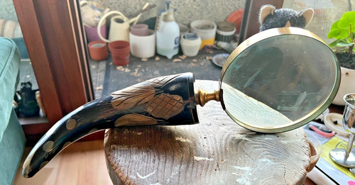 Vintage brass magnifying glass - vintage,